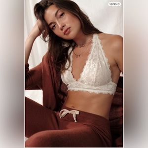 Gray Lace Halter Bra Free People Intimates Collection